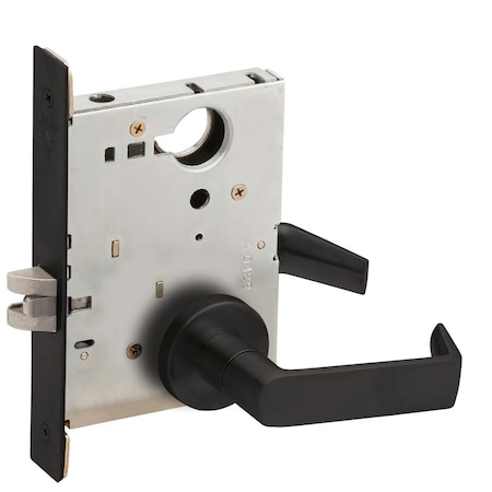 Schlage Grade 1 Passage Latch Mortise Lock, 06 Lever, A Rose, Flat Black Coated Finish, Field Reversible L9010 06A 622